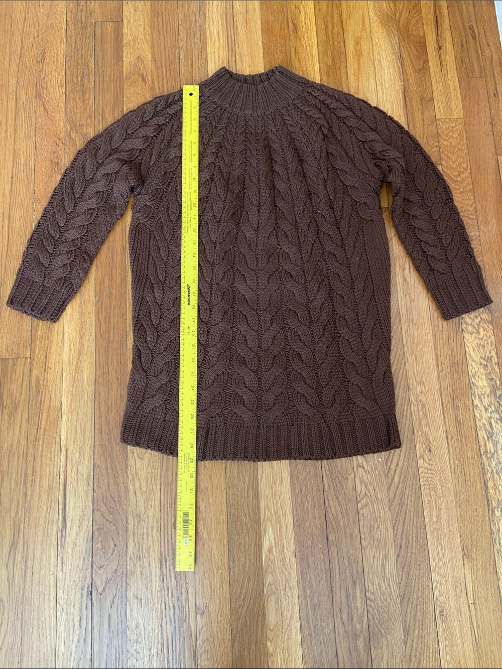 Sezane - Classic Cable Knit Sweater Mini Dress - Brown